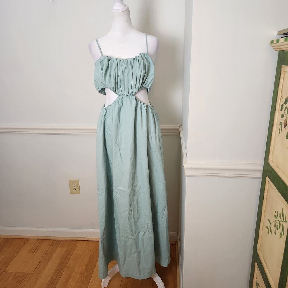 NWD Abercrombie And Fitch Dress Size Large Womens Maxi Cut Out Bubble Top Blue